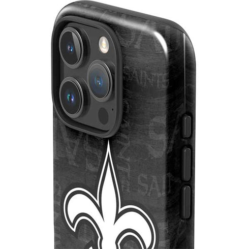NFL New Orleans Saints Black & White iPhone 16 Pro Max Impact Case